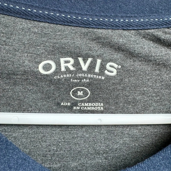 Orvis Men’s Long Sleeve T-Shirt Gray Body with Navy Blue Arms‎ Medium - Picture 2 of 5